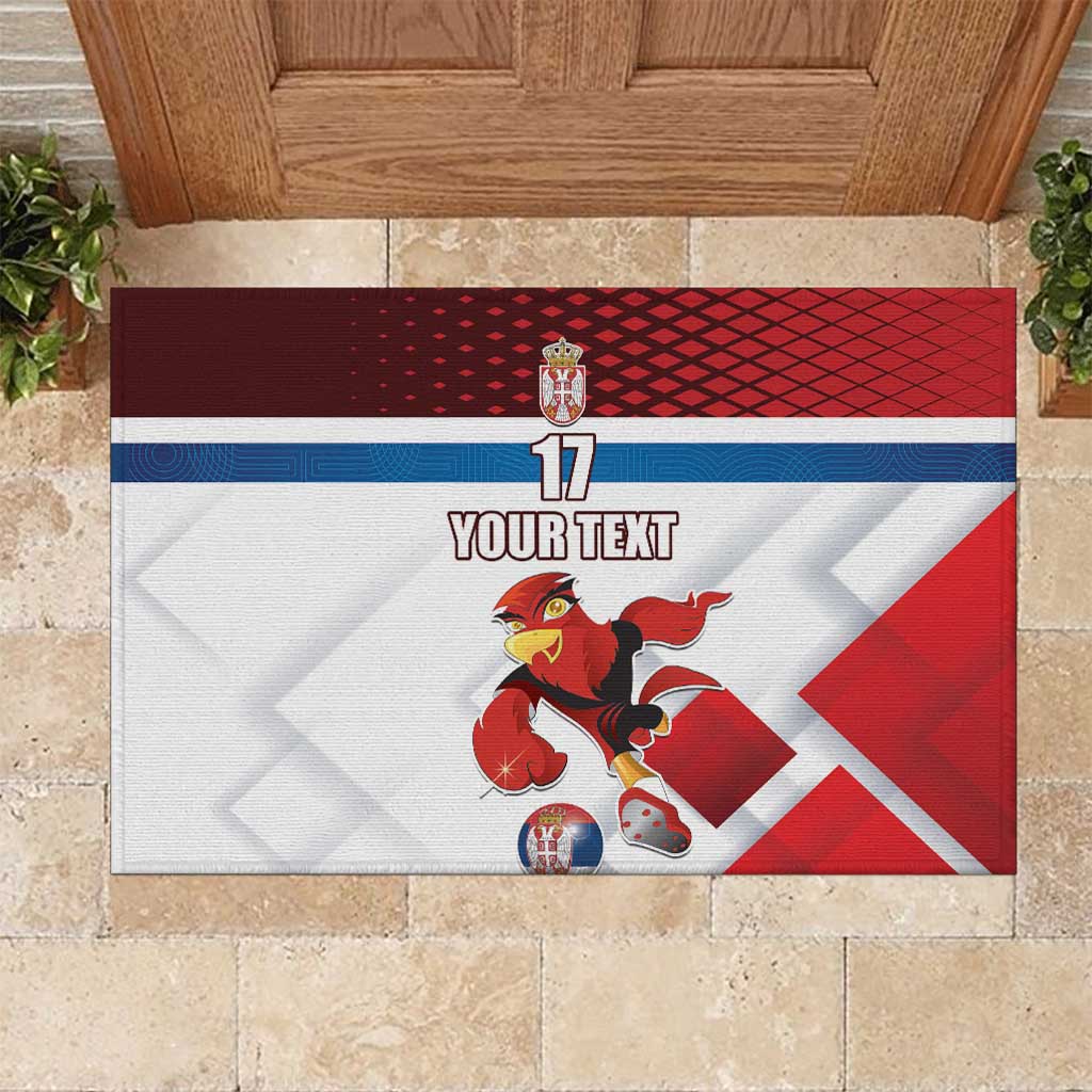 Custom Serbia Football Rubber Doormat Sporty Style with Eagle Mascot