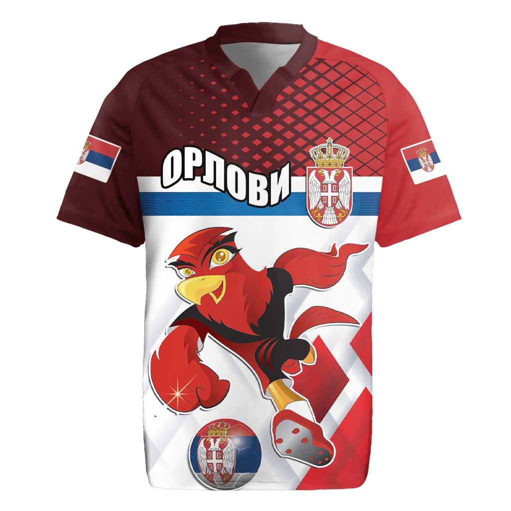 Custom Serbia Football Rugby Jersey Sporty Style with Eagle Mascot