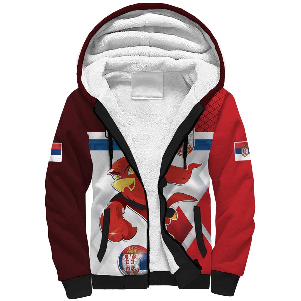 Custom Serbia Football Sherpa Hoodie Sporty Style with Eagle Mascot