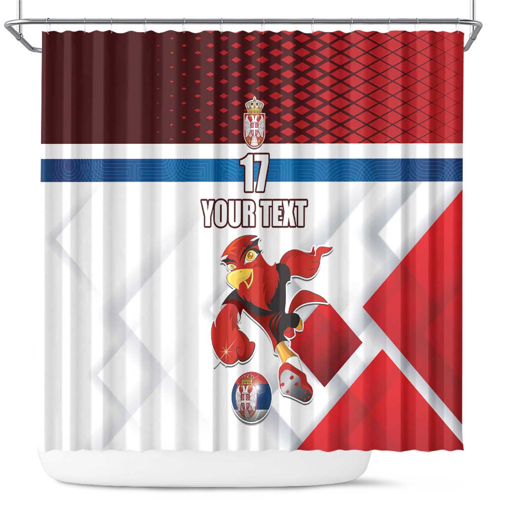 Custom Serbia Football Shower Curtain Sporty Style with Eagle Mascot