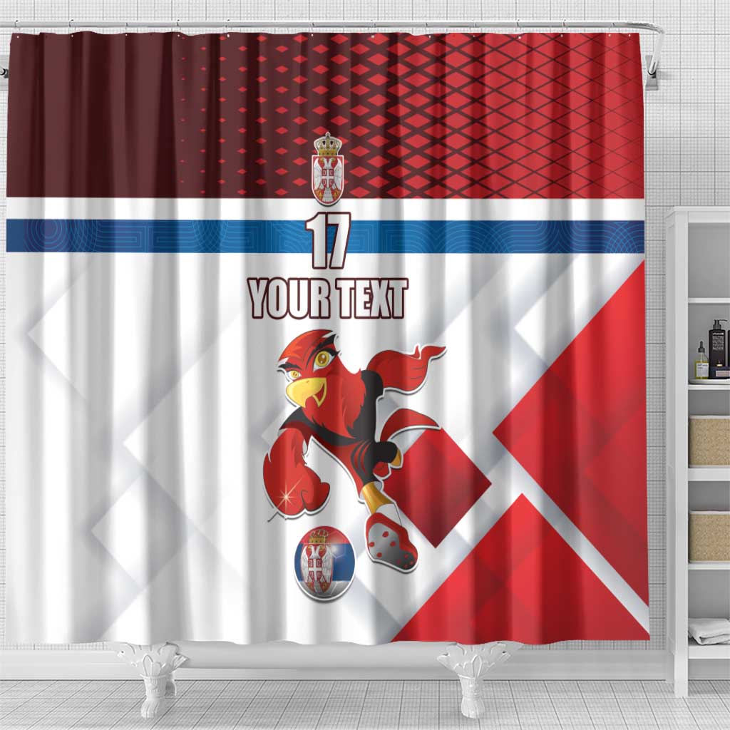 Custom Serbia Football Shower Curtain Sporty Style with Eagle Mascot