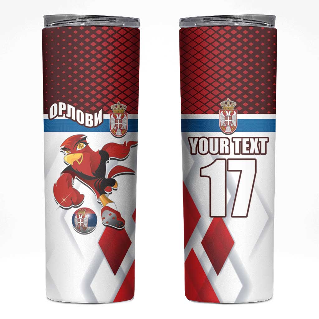 Custom Serbia Football Skinny Tumbler Sporty Style with Eagle Mascot
