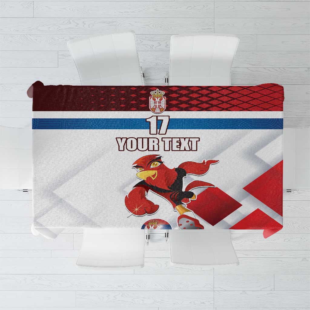 Custom Serbia Football Tablecloth Sporty Style with Eagle Mascot