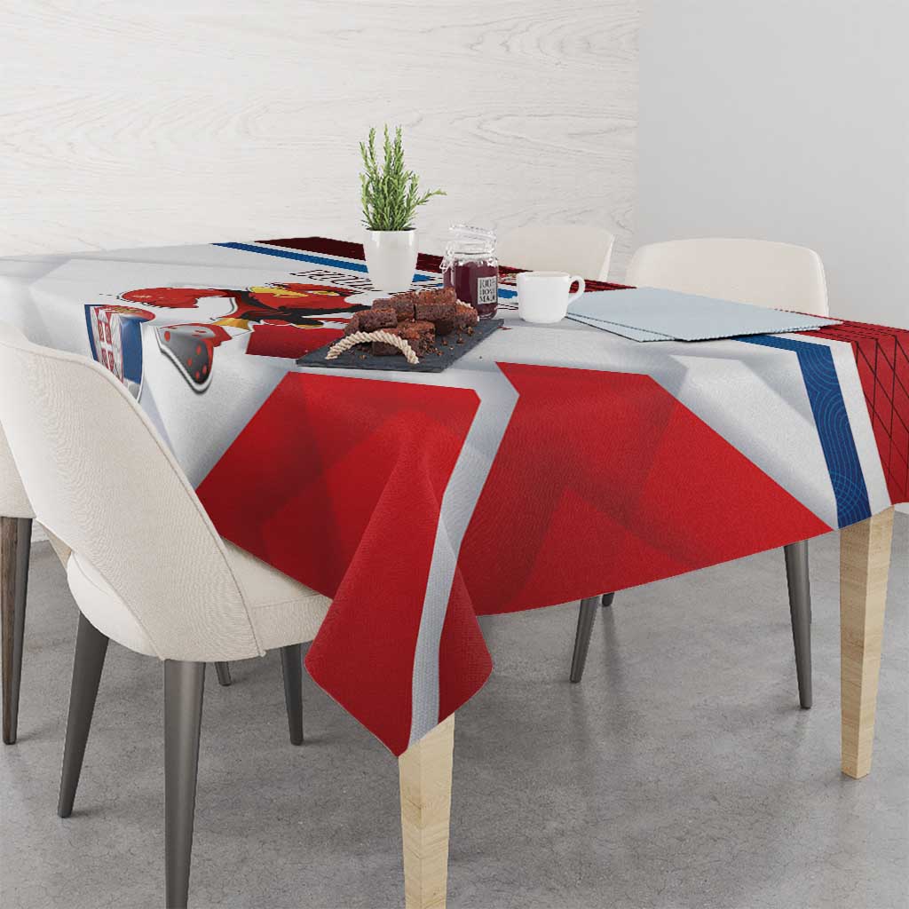 Custom Serbia Football Tablecloth Sporty Style with Eagle Mascot