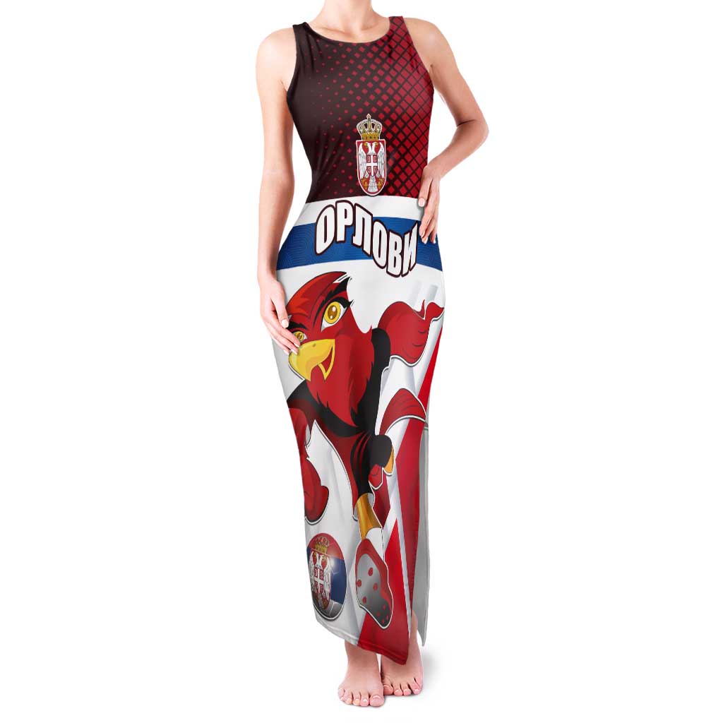 Custom Serbia Football Tank Maxi Dress Sporty Style with Eagle Mascot