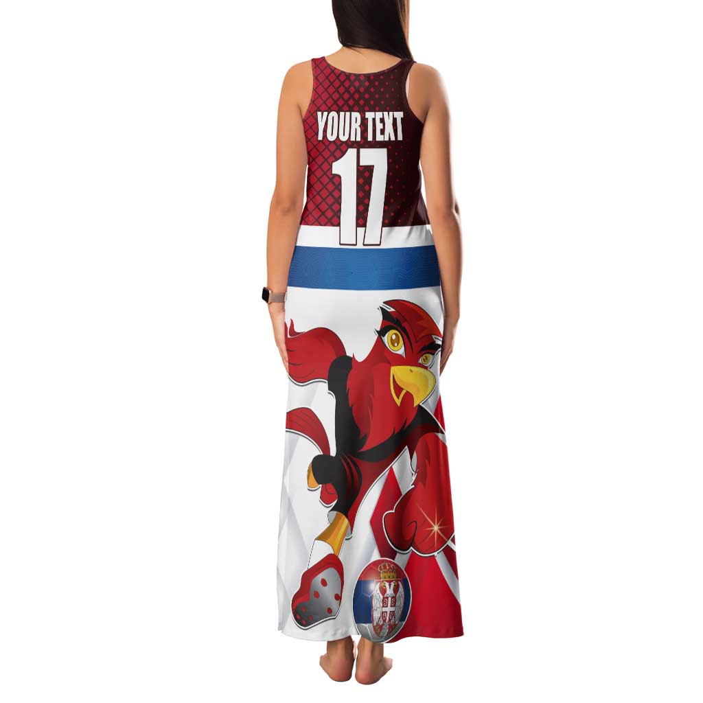 Custom Serbia Football Tank Maxi Dress Sporty Style with Eagle Mascot