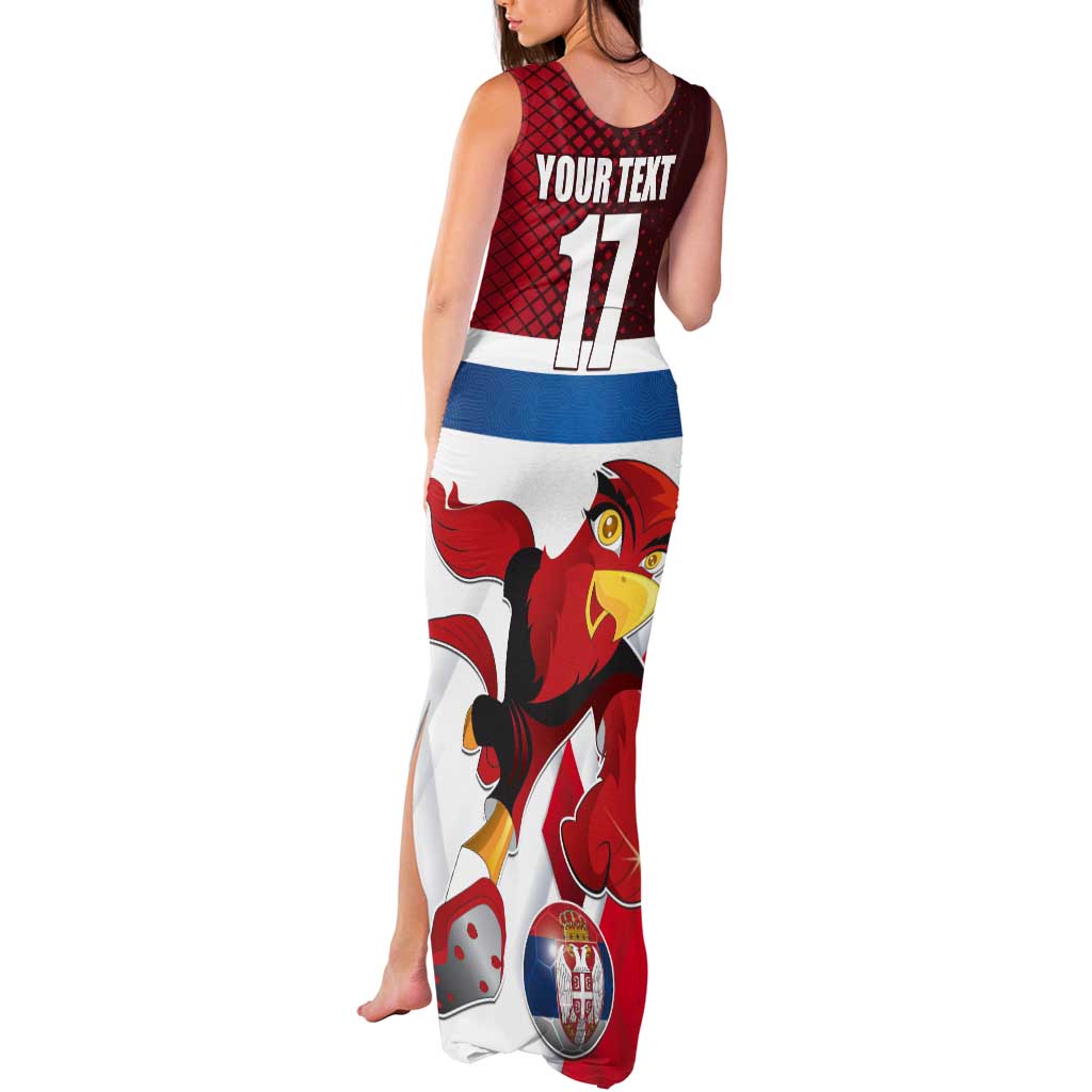 Custom Serbia Football Tank Maxi Dress Sporty Style with Eagle Mascot