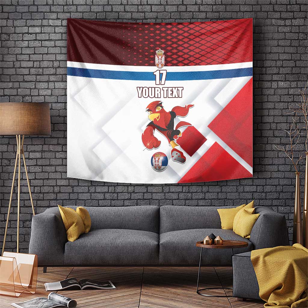 Custom Serbia Football Tapestry Sporty Style with Eagle Mascot