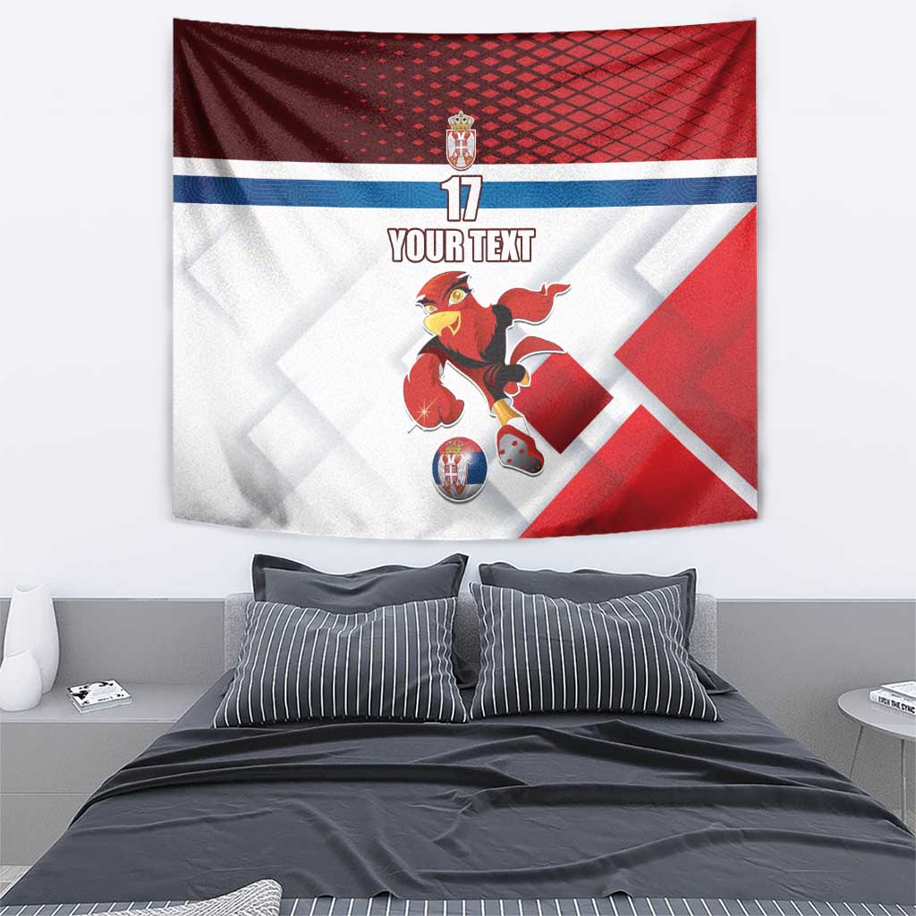 Custom Serbia Football Tapestry Sporty Style with Eagle Mascot