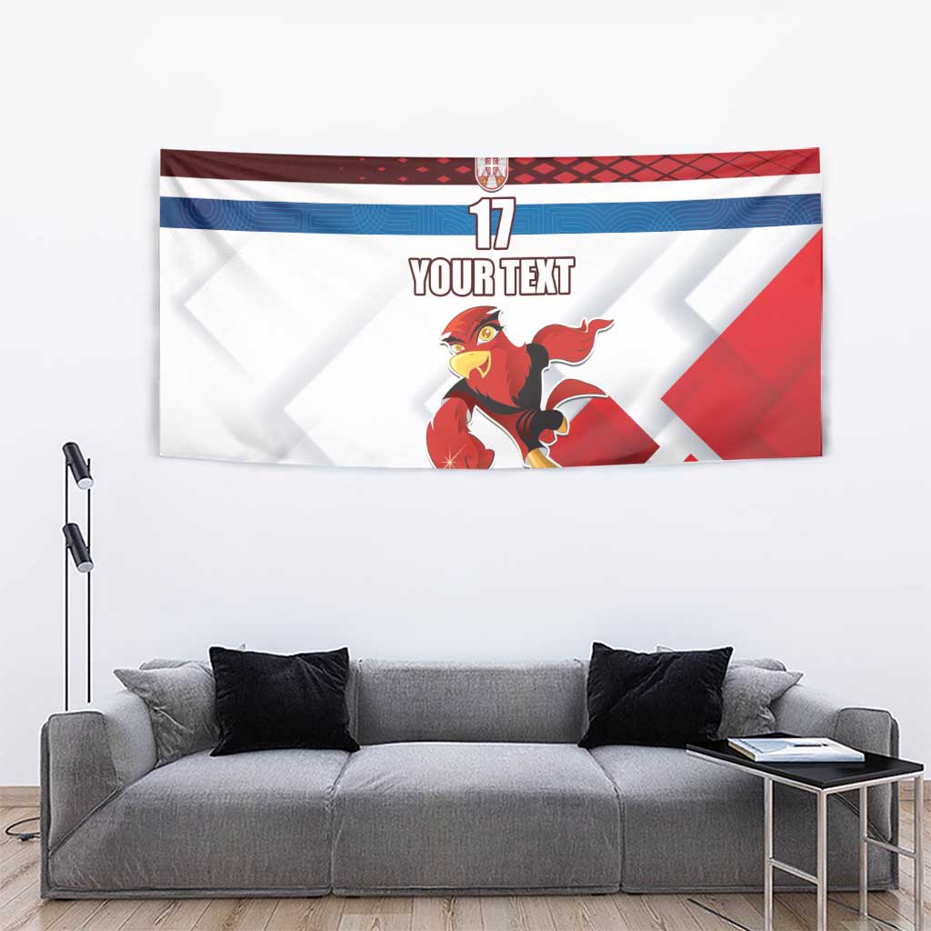 Custom Serbia Football Tapestry Sporty Style with Eagle Mascot