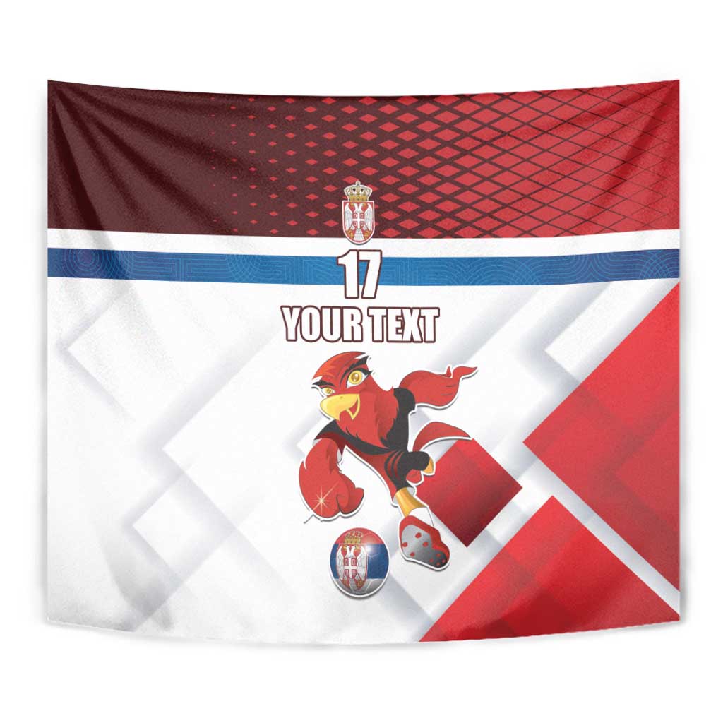 Custom Serbia Football Tapestry Sporty Style with Eagle Mascot