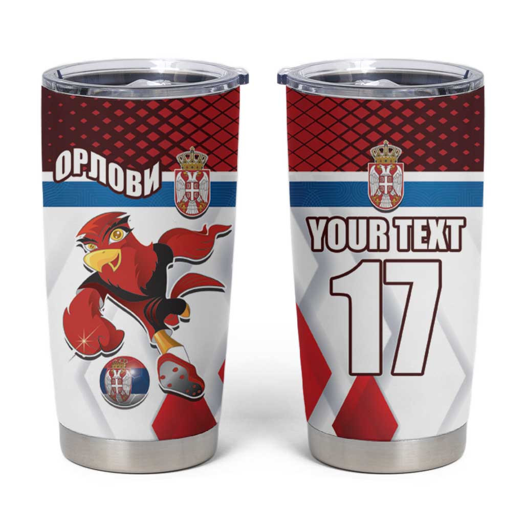 Custom Serbia Football Tumbler Cup Sporty Style with Eagle Mascot