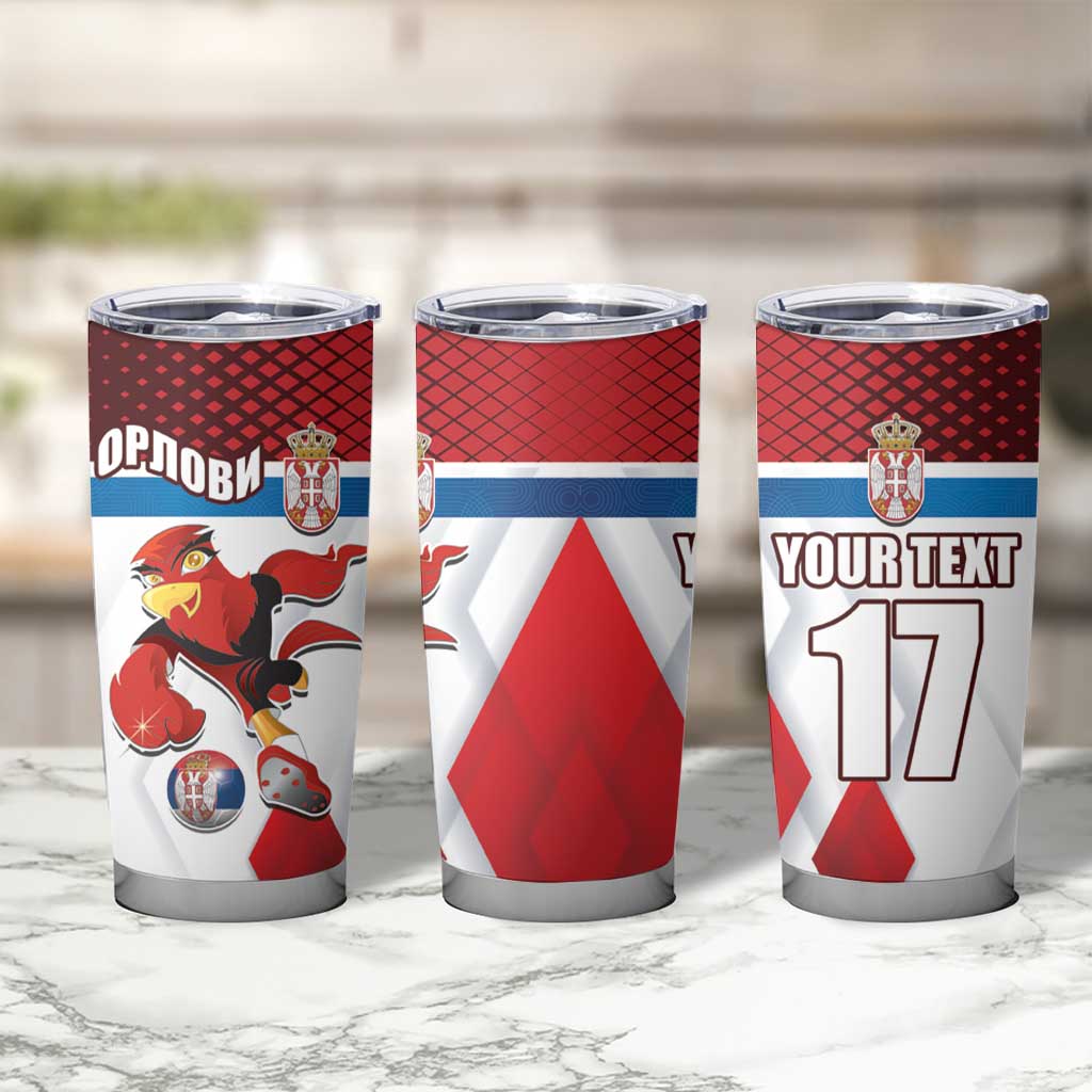Custom Serbia Football Tumbler Cup Sporty Style with Eagle Mascot