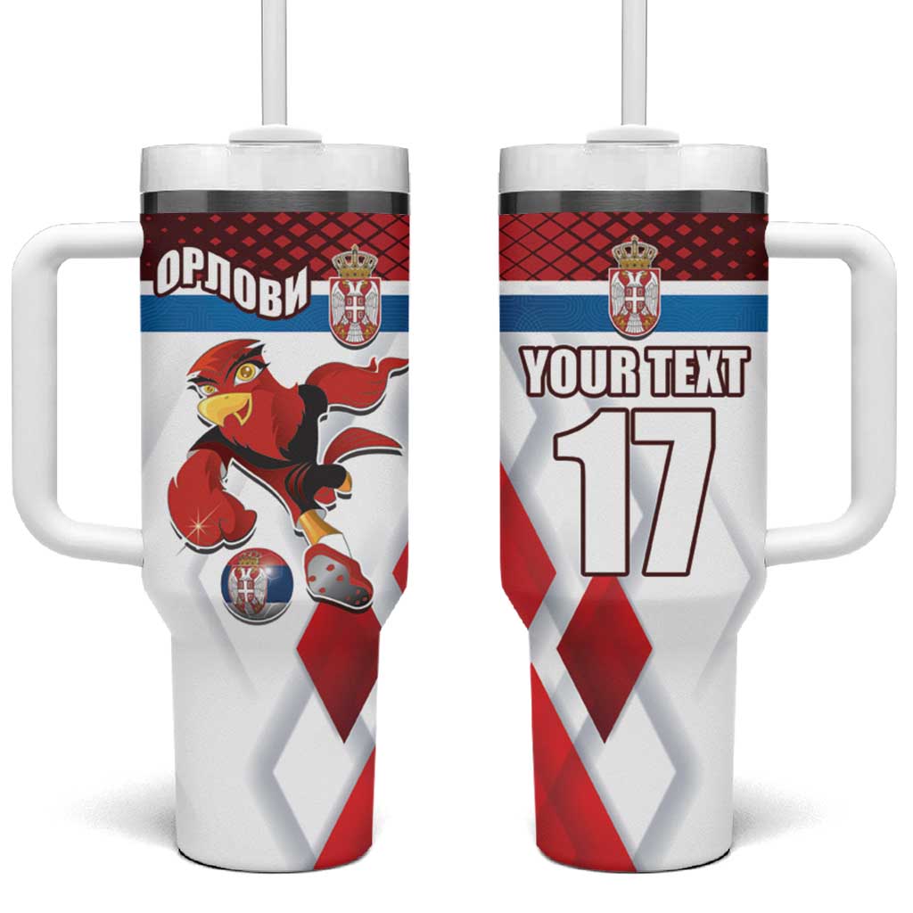 Custom Serbia Football Tumbler With Handle Sporty Style with Eagle Mascot
