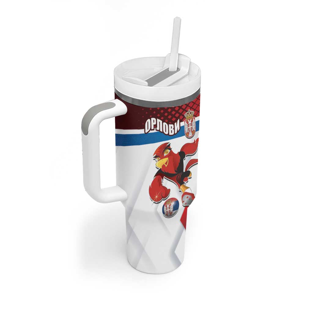 Custom Serbia Football Tumbler With Handle Sporty Style with Eagle Mascot