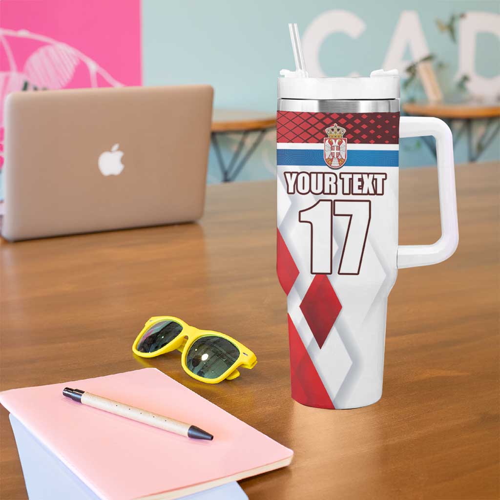 Custom Serbia Football Tumbler With Handle Sporty Style with Eagle Mascot