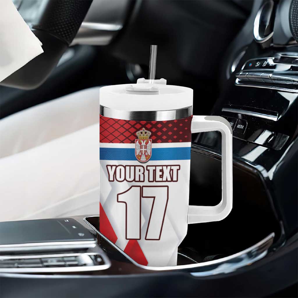 Custom Serbia Football Tumbler With Handle Sporty Style with Eagle Mascot