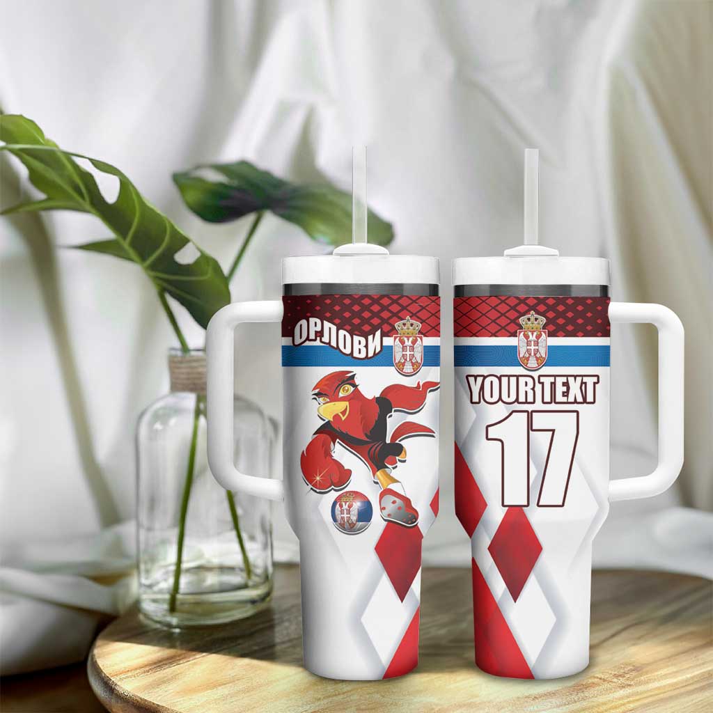 Custom Serbia Football Tumbler With Handle Sporty Style with Eagle Mascot