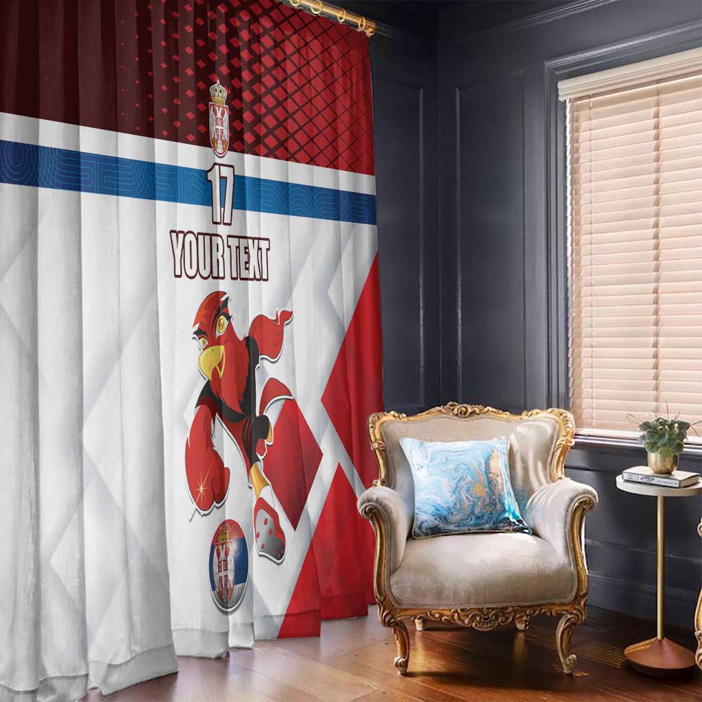 Custom Serbia Football Window Curtain Sporty Style with Eagle Mascot
