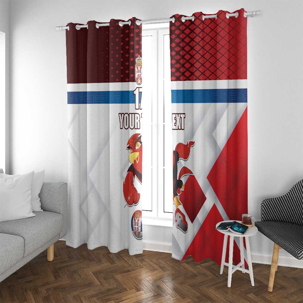 Custom Serbia Football Window Curtain Sporty Style with Eagle Mascot