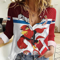 Custom Serbia Football Women Casual Shirt Sporty Style with Eagle Mascot