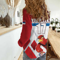 Custom Serbia Football Women Casual Shirt Sporty Style with Eagle Mascot