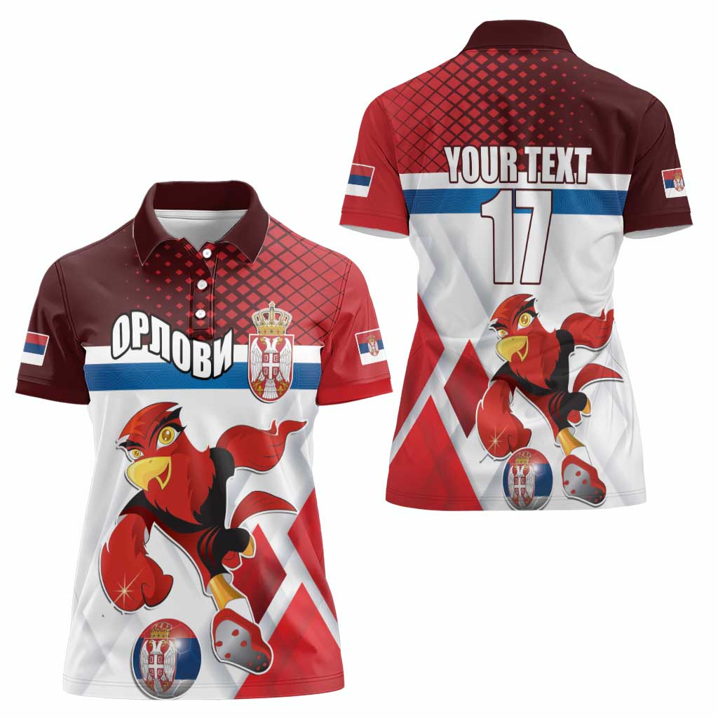 Custom Serbia Football Women Polo Shirt Sporty Style with Eagle Mascot