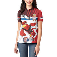 Custom Serbia Football Women Polo Shirt Sporty Style with Eagle Mascot