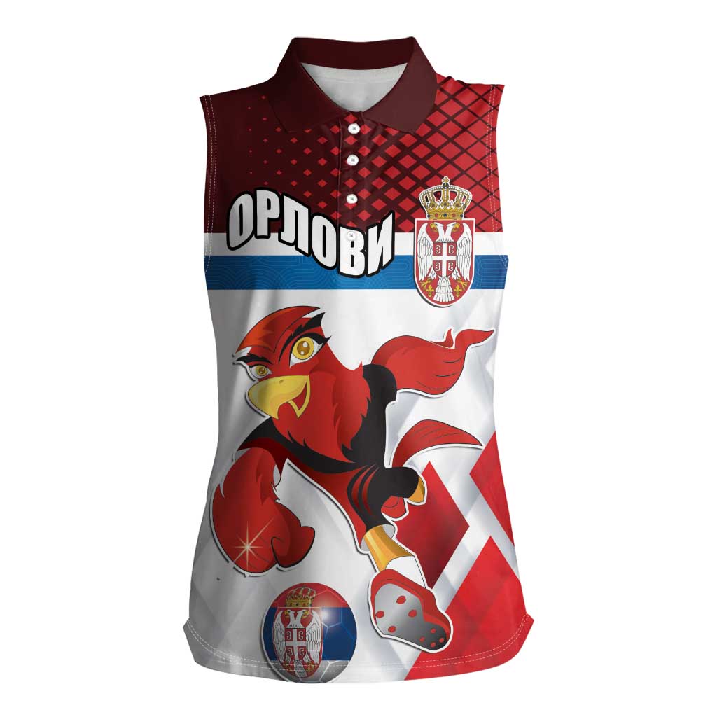 Custom Serbia Football Women Sleeveless Polo Shirt Sporty Style with Eagle Mascot