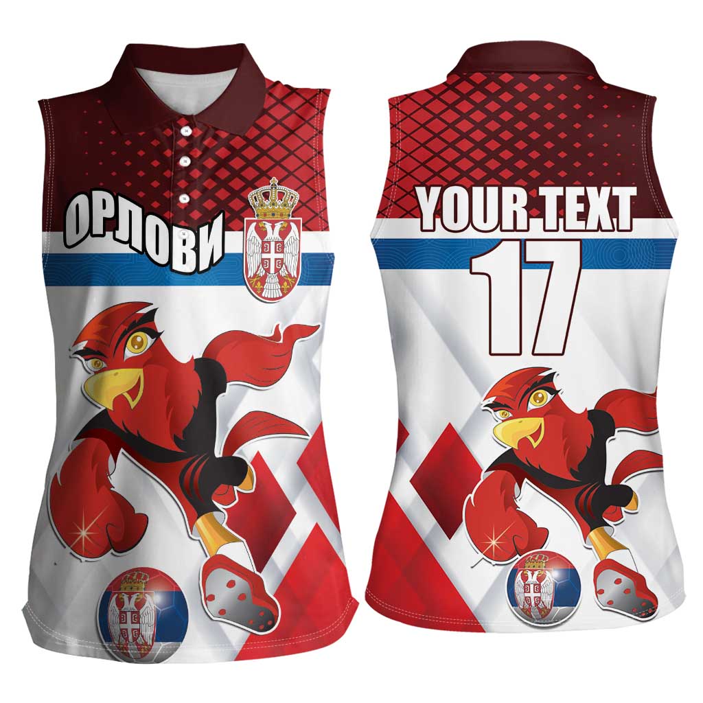 Custom Serbia Football Women Sleeveless Polo Shirt Sporty Style with Eagle Mascot