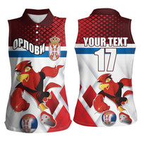 Custom Serbia Football Women Sleeveless Polo Shirt Sporty Style with Eagle Mascot