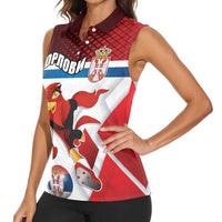 Custom Serbia Football Women Sleeveless Polo Shirt Sporty Style with Eagle Mascot