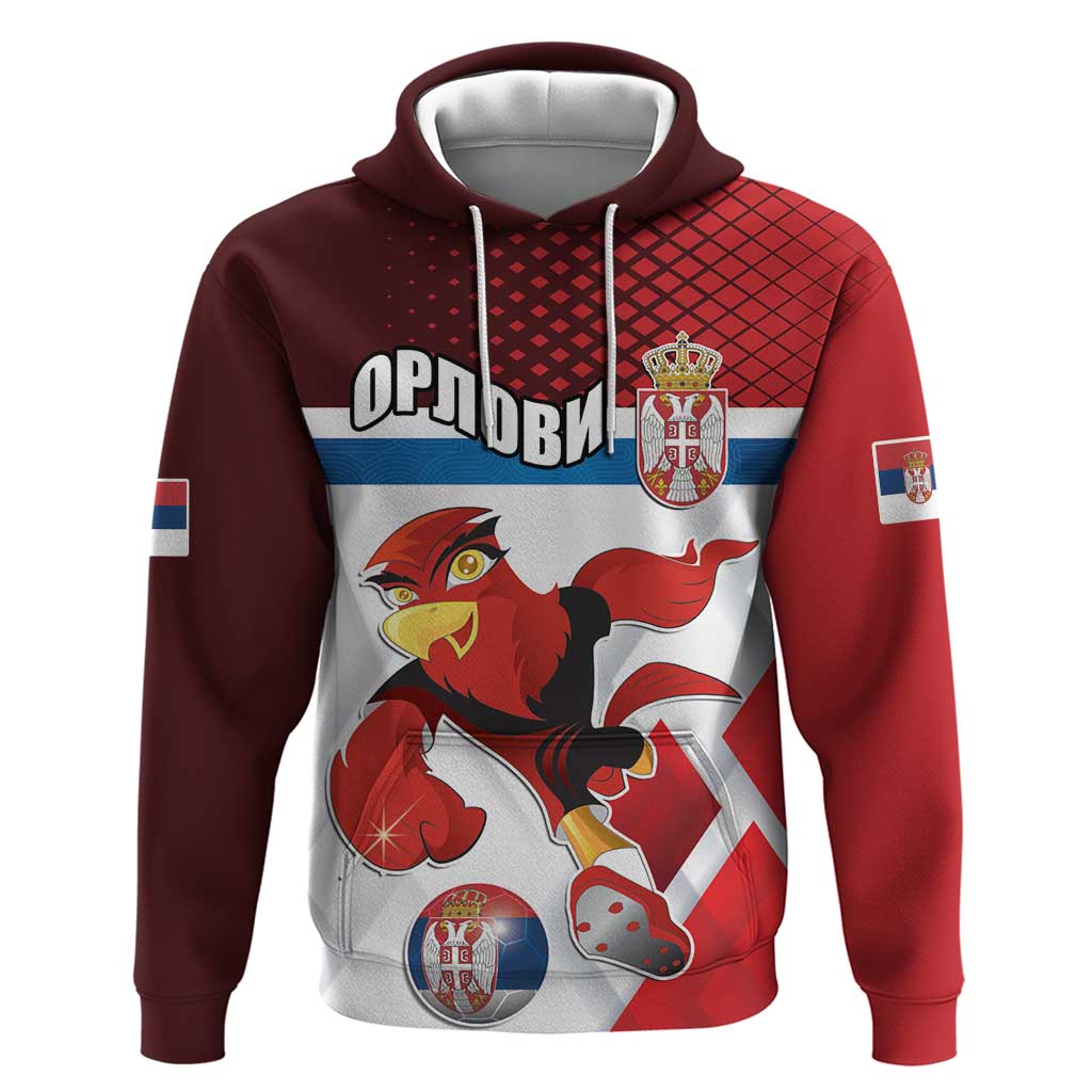 Custom Serbia Football Zip Hoodie Sporty Style with Eagle Mascot