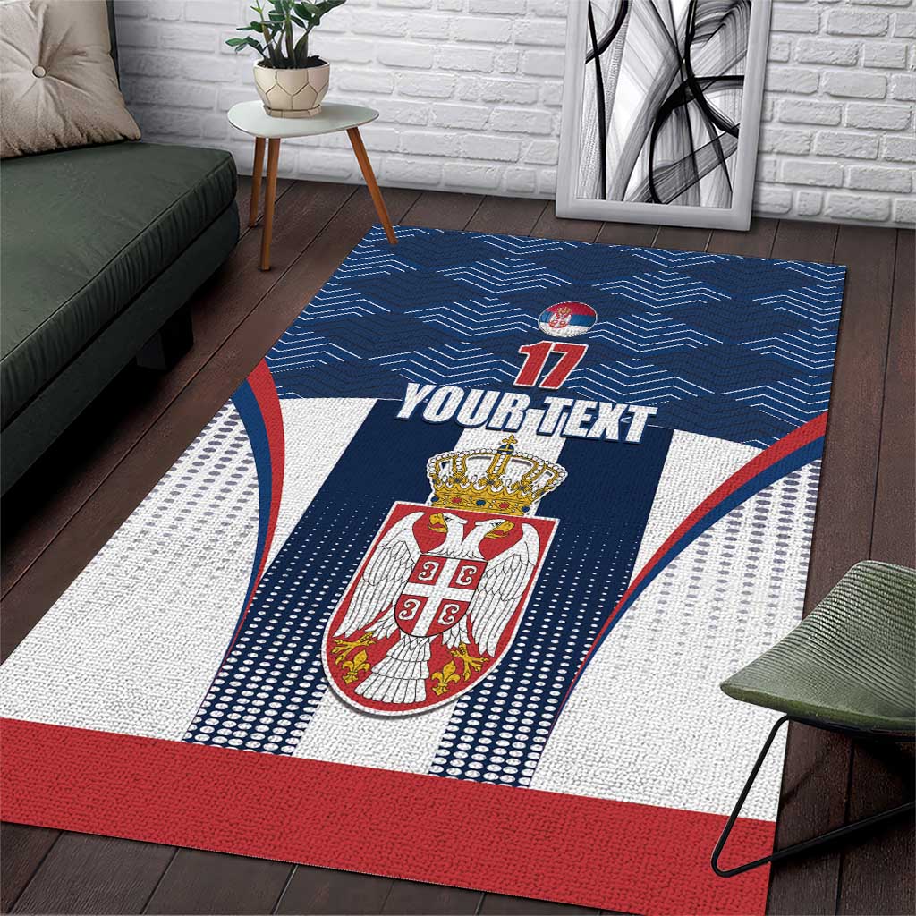 Custom Serbia Basketball Champions Area Rug Sporty Style with Coat of Arms