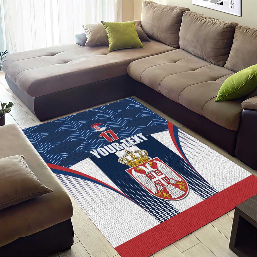 Custom Serbia Basketball Champions Area Rug Sporty Style with Coat of Arms