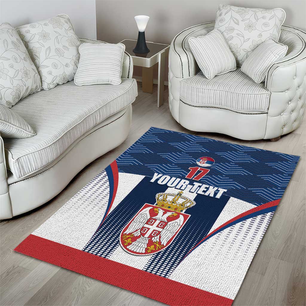 Custom Serbia Basketball Champions Area Rug Sporty Style with Coat of Arms