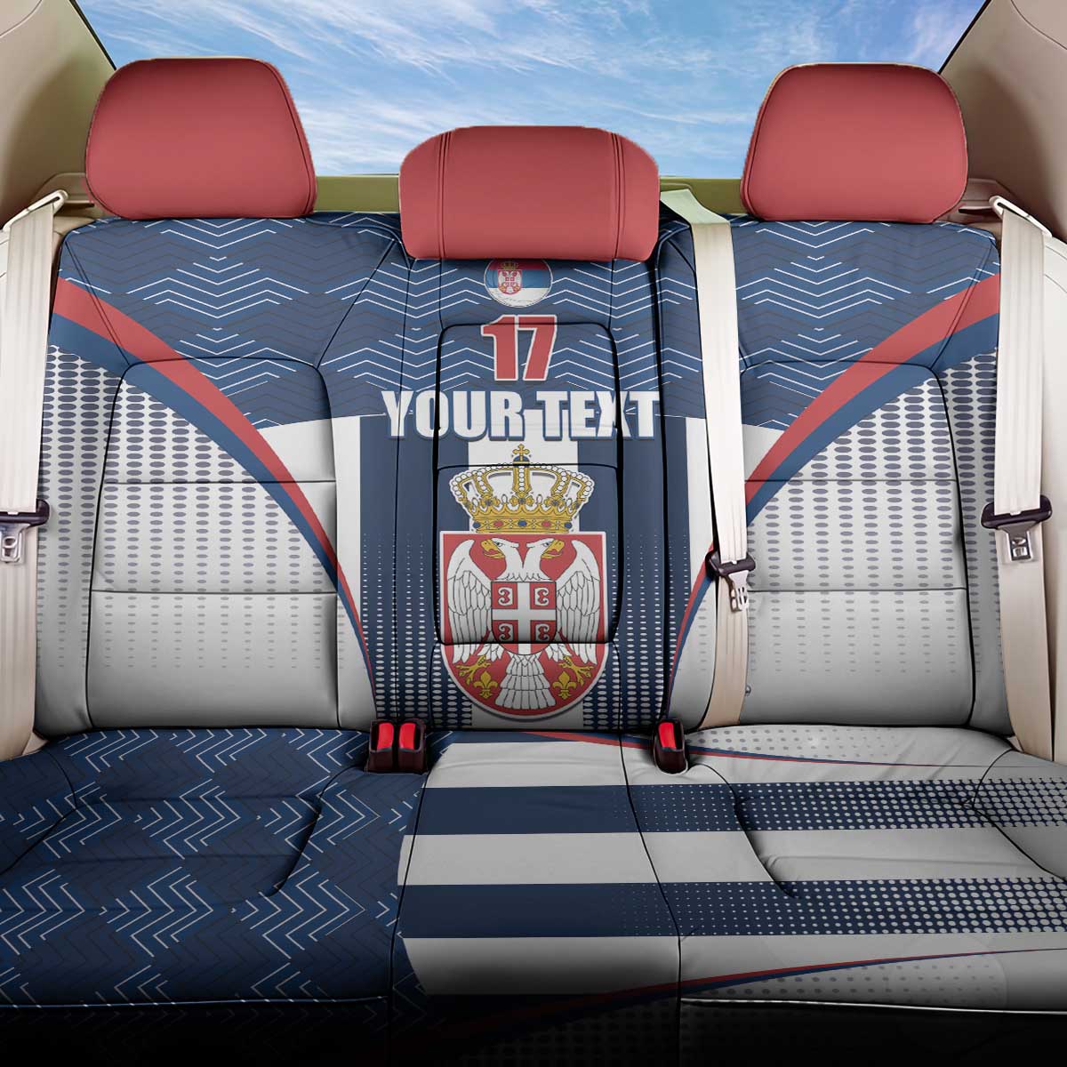 Custom Serbia Basketball Champions Back Car Seat Cover Sporty Style with Coat of Arms