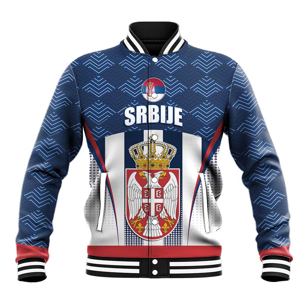 Custom Serbia Basketball Champions Baseball Jacket Sporty Style with Coat of Arms