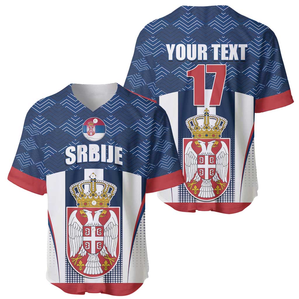 Custom Serbia Basketball Champions Baseball Jersey Sporty Style with Coat of Arms