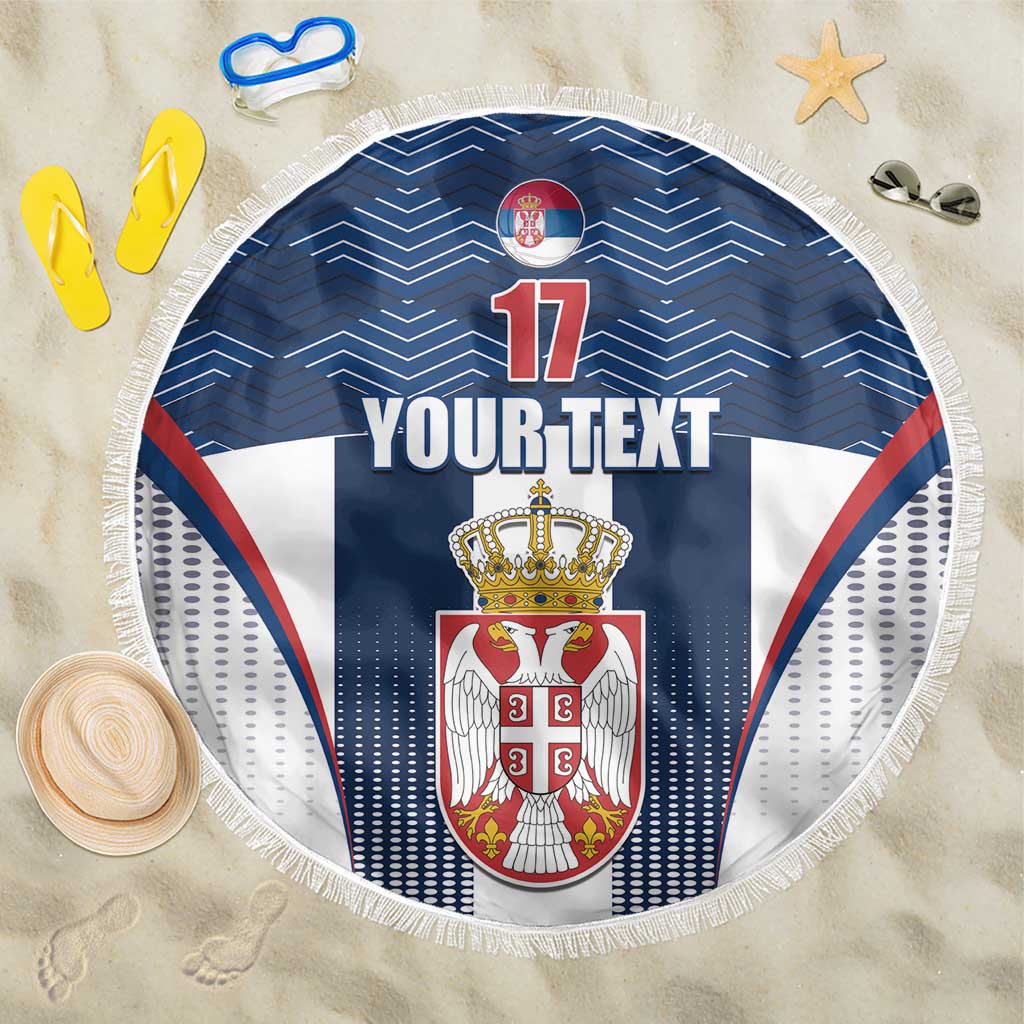 Custom Serbia Basketball Champions Beach Blanket Sporty Style with Coat of Arms