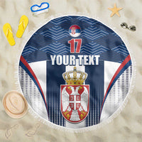 Custom Serbia Basketball Champions Beach Blanket Sporty Style with Coat of Arms