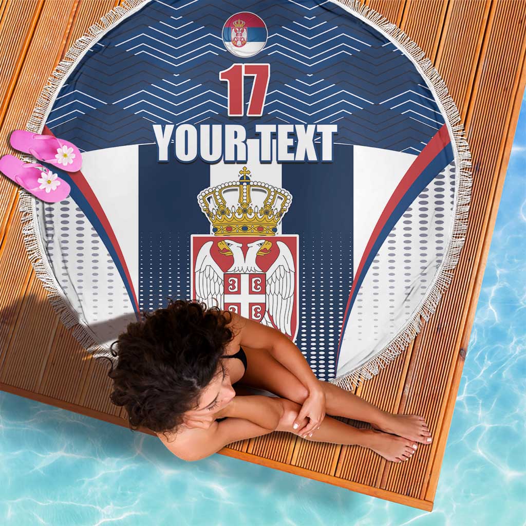 Custom Serbia Basketball Champions Beach Blanket Sporty Style with Coat of Arms
