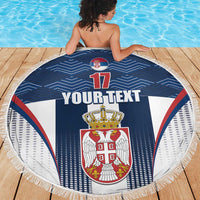 Custom Serbia Basketball Champions Beach Blanket Sporty Style with Coat of Arms