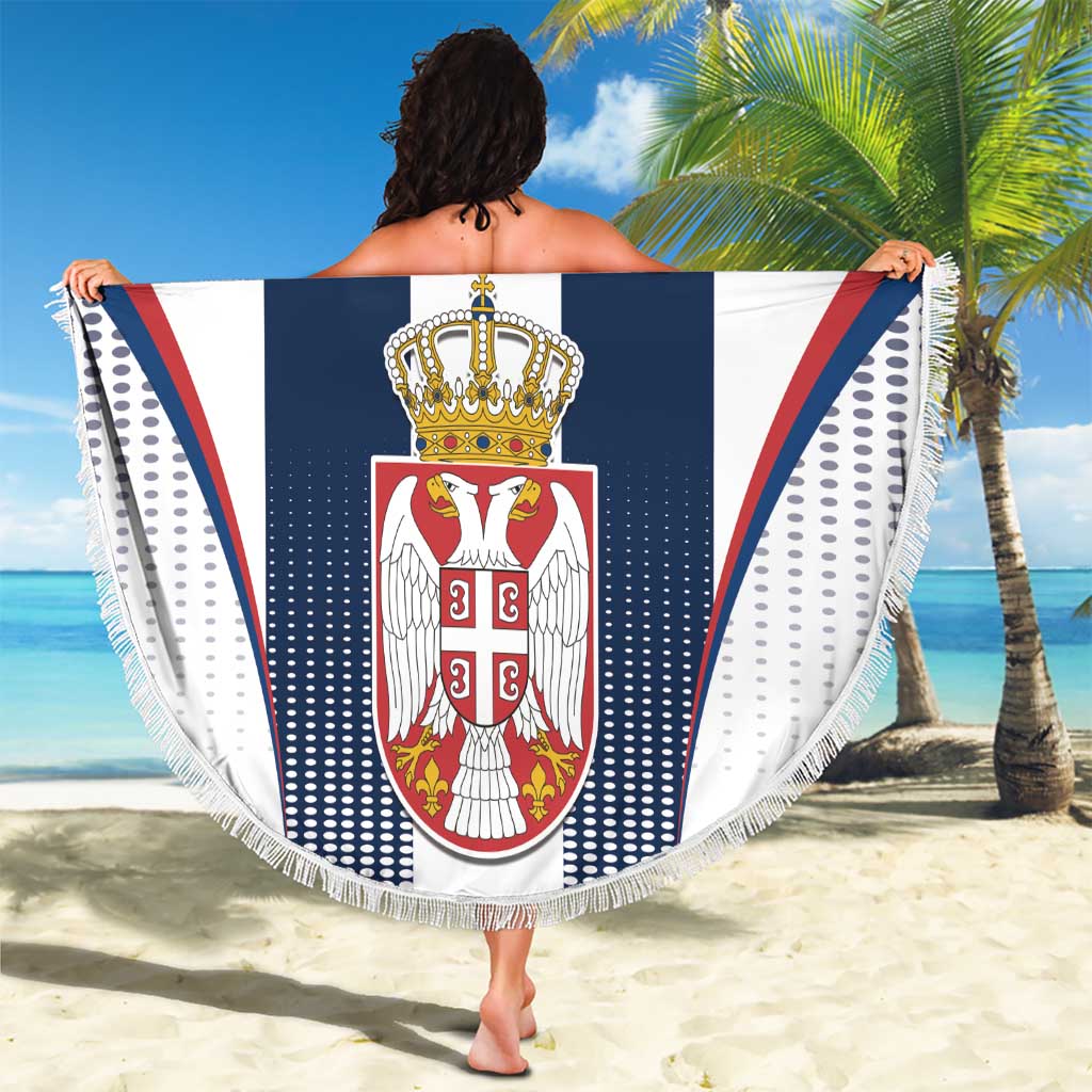 Custom Serbia Basketball Champions Beach Blanket Sporty Style with Coat of Arms