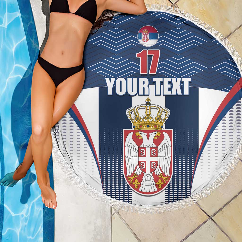 Custom Serbia Basketball Champions Beach Blanket Sporty Style with Coat of Arms