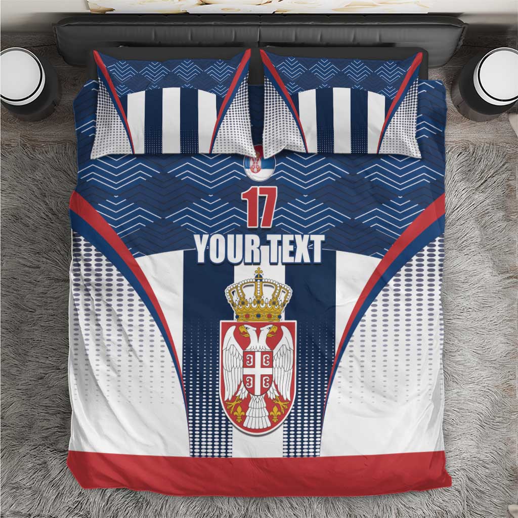 Custom Serbia Basketball Champions Bedding Set Sporty Style with Coat of Arms