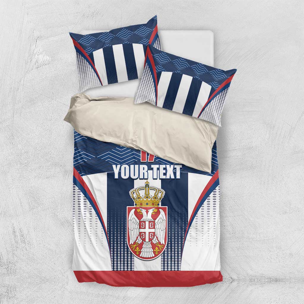 Custom Serbia Basketball Champions Bedding Set Sporty Style with Coat of Arms