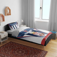 Custom Serbia Basketball Champions Bedding Set Sporty Style with Coat of Arms
