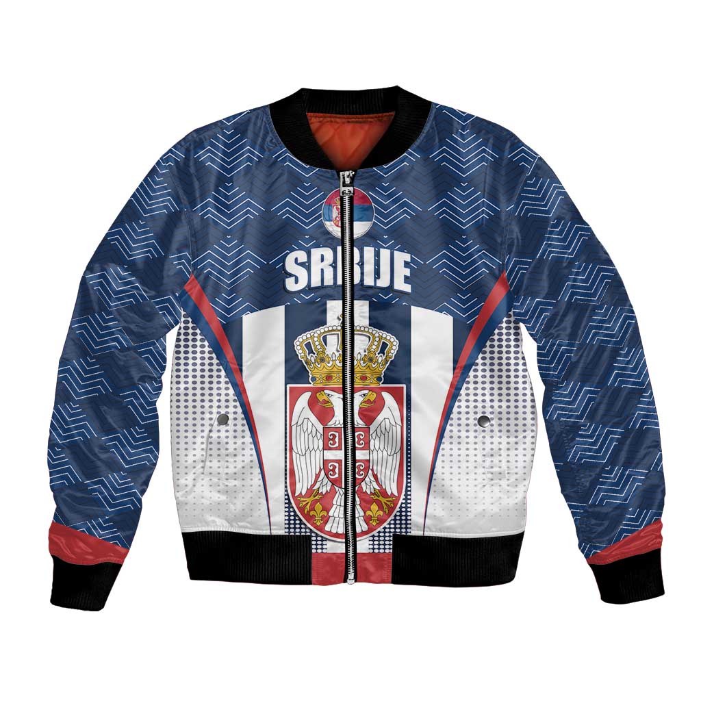 Custom Serbia Basketball Champions Bomber Jacket Sporty Style with Coat of Arms
