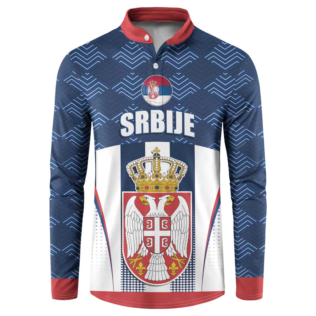 Custom Serbia Basketball Champions Button Sweatshirt Sporty Style with Coat of Arms